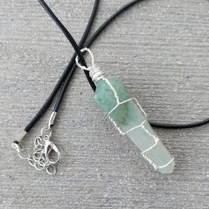Handmade Green jade crystal necklace